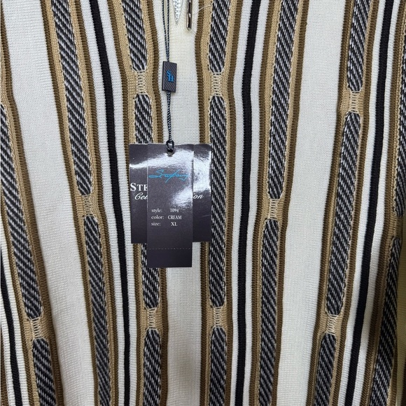 Steve Harvey Celebrity Edition Cream Sweater 1/4 Zip Textured Stripe Detail NWT - Picture 3 of 10